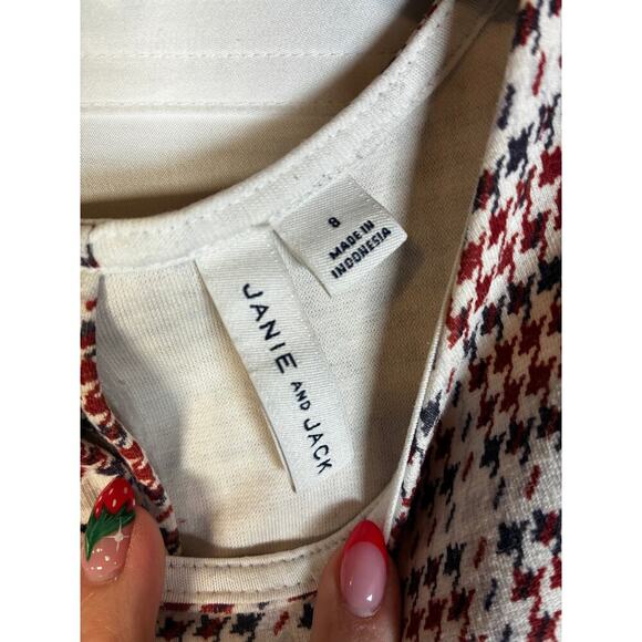 Janie and Jack Dress Girls Size 8 Pleated Skirt Ruffle Top Red White and Blue - Picture 4 of 6